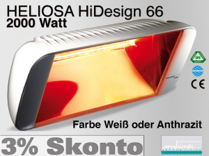 Infrarot Heizstrahler Heliosa HiDesign 66 IPX5 2000 Watt Wasserdicht