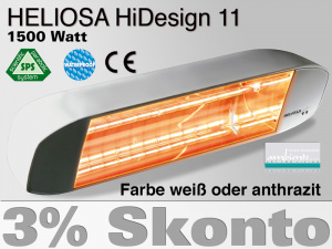 Infrarot Heizstrahler Heliosa HiDesign 11 IPX5 1500 Watt