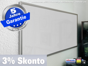 Fern Infrarotheizung 1400 Watt 200x80 ESG Glas weiß emailliert M23
