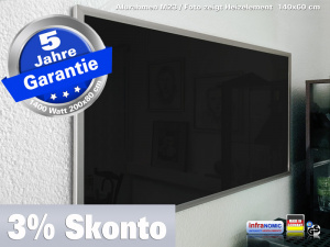 Fern Infrarotheizung 1400 Watt 200x80 ESG Glas schwarz emailliert M23