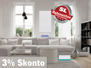 Infrarotheizung Rahmenlos ESG Glas wei� Heizspiegel 600 Watt 110x60