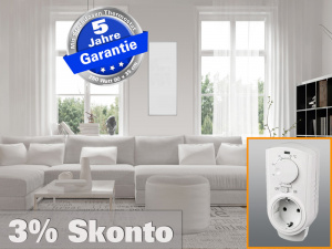 Infrarotheizung mit Thermostat ESG Glas weiß 250 Watt 90x35 M10