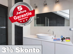 Infrarot Spiegelheizung Bad 320 Watt 120x35 M10