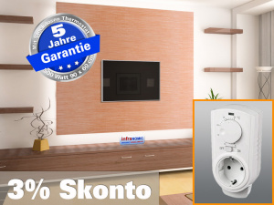 Infrarotheizung mit Thermostat ESG Glas schwarz 500 Watt 90x60 M10