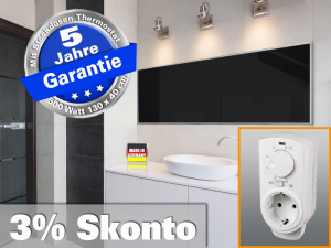 Infrarotheizung mit Thermostat ESG Glas schwarz 500 Watt 130x40 M10