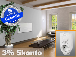 Infrarotheizung mit Thermostat ESG Glas weiß 700 Watt 120x60 M10