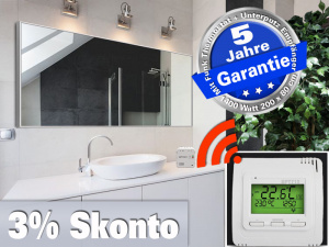 Infrarot Bad Spiegelheizung mit Funk Thermostat 1400 Watt 200x80 M10