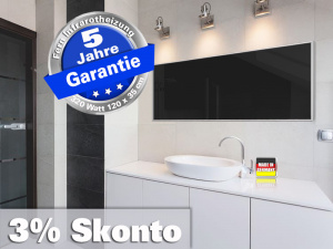 Fern Infrarotheizung 320 Watt schwarz Bad Spiegelheizung 120x35 M10