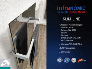 IR Heizk�rper Spiegel Rahmenlos slim-line mit Handtuchhalter in 5 Gr��en