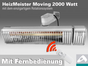 infrarot Heizstrahler HeizMeister Moving 2KW mit Rotationsmotor und FB