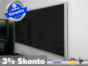 Infrarotheizung 700 Watt Glas schwarz 120x60 M23 mit Optionen