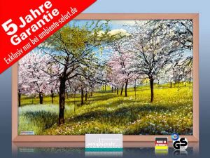 infrarot Bildheizung 500 Watt 90x60 Holzrahmen HB30 Litho Baumblüte