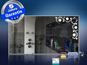 Design Spiegel mit Infrarotheizung 600 Watt 110x60 M10 Blumenranke