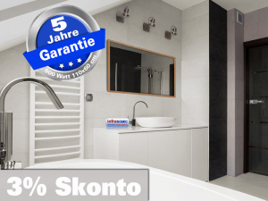 Infrarot Spiegelheizung Bad 600 Watt ESG Glas 110x60 Holzrahmen HB30